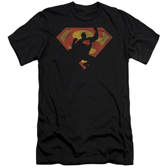 Superman S Shield Knockout Adult 30/1 T-Shirt Black