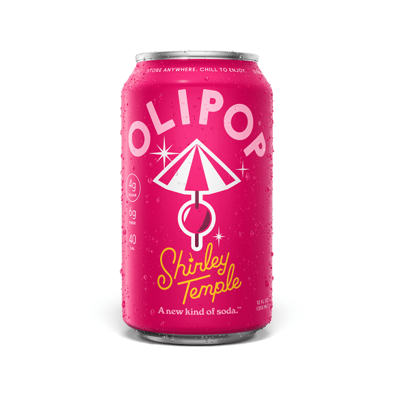 Olipop Prebiotic Soda Pop, Shirley Temple, High Fiber, 12 fl oz, Shelf Stable