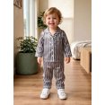 thumbnail image 2 of RUINIXCW Toddler Baby Girl Boy Silk Satin Pajamas Set Kids Spring Fall Winter PJS Set Sleepwear Striped Button Down Collar Long Sleeve Shirt Tops and Pants Set Loungewear Homewear, 2 of 9