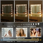 Fenchilin 23x18 Vanity Mirror with Lights Tabletop Wall Mount Metal White