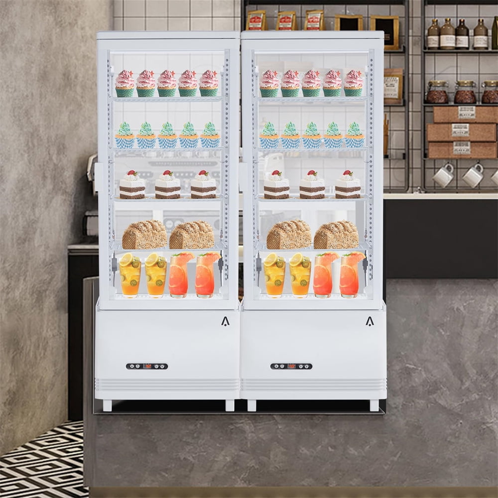 Commercial Refrigerator - 3.46 cu.ft. 98L, Upright Beverage Cooler, Countertop Design with LED Light, Ideal for Home, Store, Gym, Office, and Cafe Restaurant