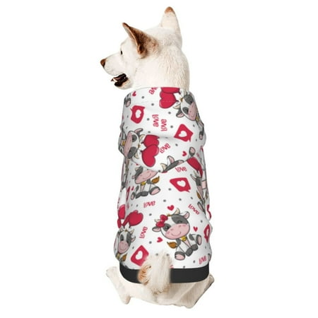 Haiem Caring Cow for Winter Dog Hoodie Sweatshirts with Pockets Warm Dog Clothes for Small Dogs Chihuahua-X-Small