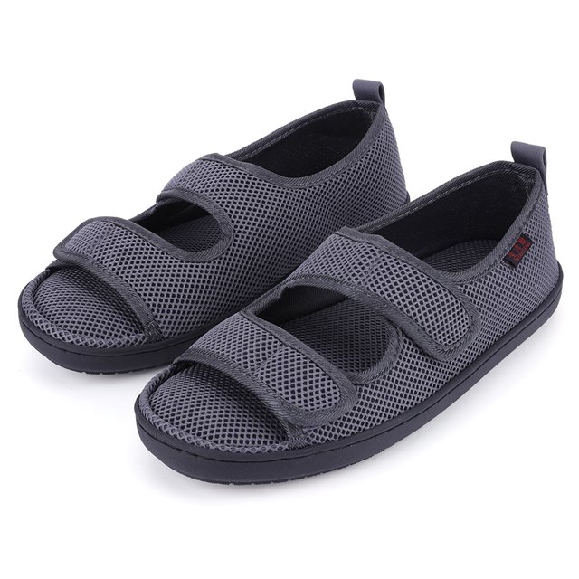 Sandalias diabéticas Shoe de pies anchos transpirables para personas mayores (gris oscuro 41-42)