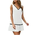 thumbnail image 5 of Lorytime Sundresses for Women Casual Beach White Tiered Hem V Neck Tank Dress Sleeveless Solid Mini Dress Short Dress Loose Fashion Travel Dresses Flowy Summer Vacation M, 5 of 8