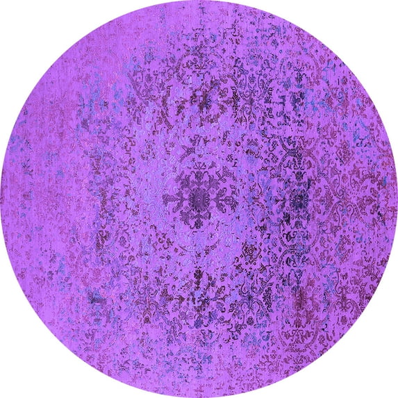 Ahgly Company Indoor Round Oriental Purple Industrial Area Rugs, 8' Round