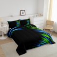 thumbnail image 3 of Erosebridal 3D Glowing Bedding Queen Comforter Set, Modern Abstract Down Comforter, Geometry Striped Decor, Reversible 3pcs, 3 of 7