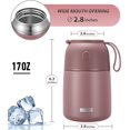 thumbnail image 2 of Insulated Thermo  Jar for Hot & Cold  for Adult, 17 oz Soup Thermal Hot  Containers for Lunch, Triple Layer Insulation Stainless Steel  Jar with Spoon ( Pink2), 2 of 6
