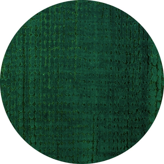 Ahgly Company Indoor Round Abstract Green Modern Area Rugs, 7' Round