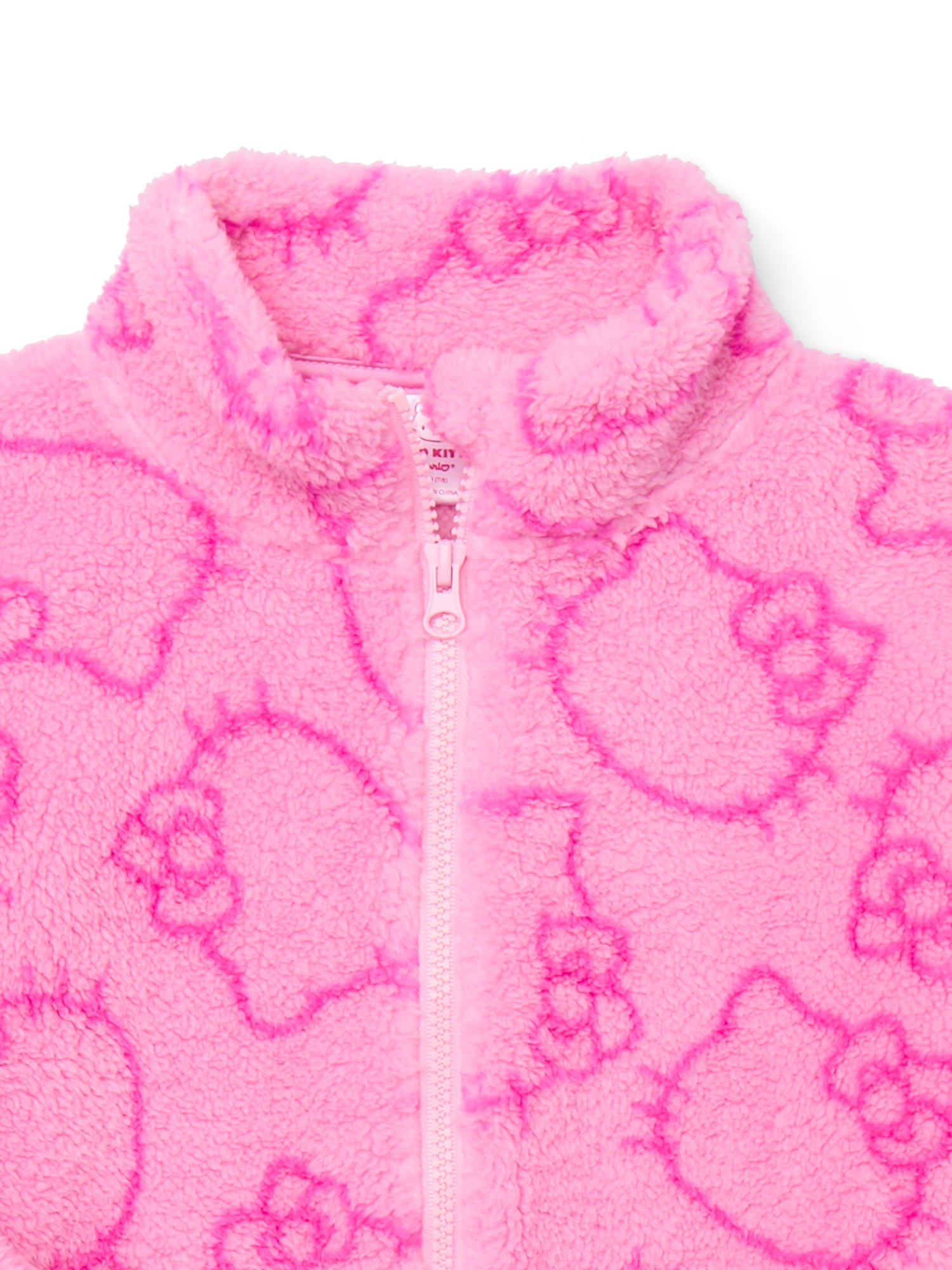 Hello Kitty Girls Plush Fleece Zip-up Jacket, Sizes 4-18