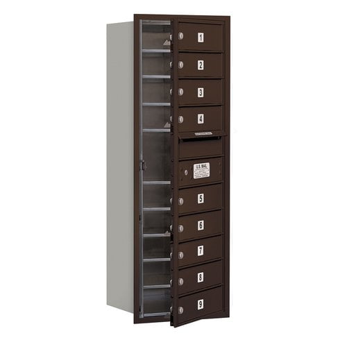 4C Horizontal Mailbox - 11 Door High Unit - Single Column - 9 MB1 Doors - Bronze - Front Loading - USPS Access