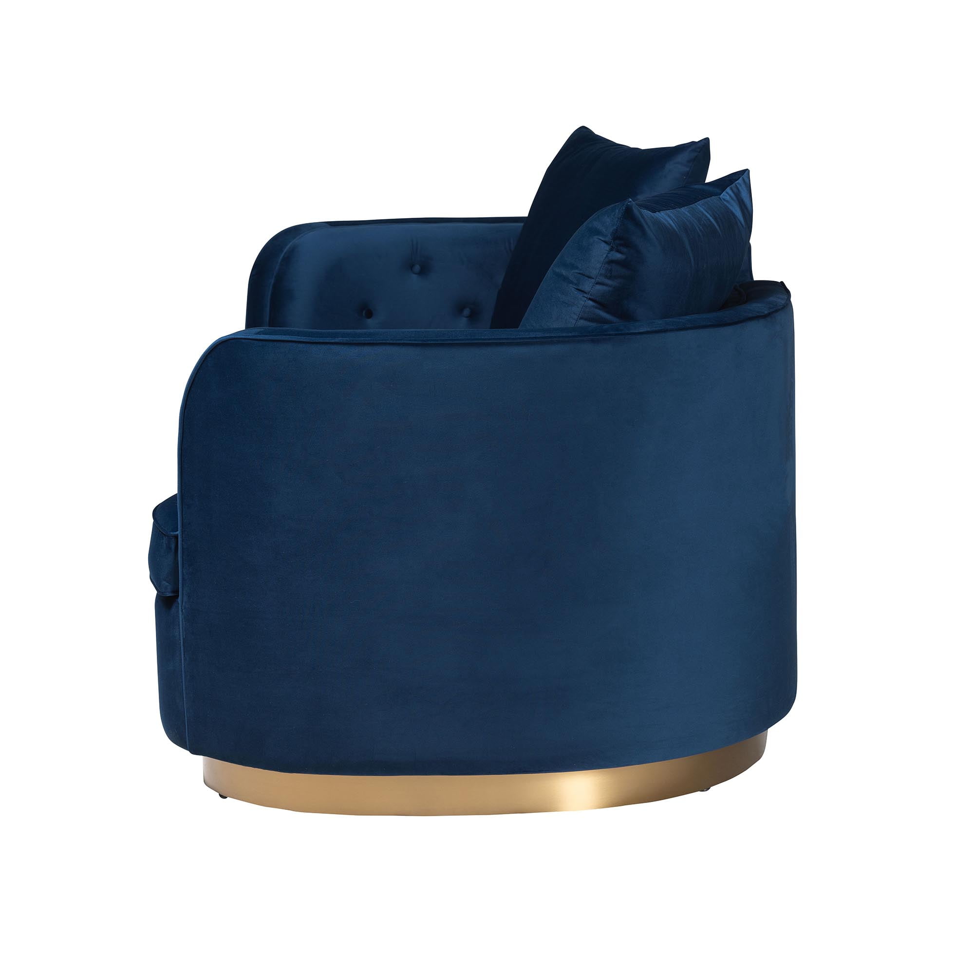 Baxton Studio Deserae Glamour Sofa, Velvet Fabric, Gold