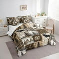 thumbnail image 3 of Castle Fairy Wildlife Bear Bedding Comforter Set 7-Piece for Boys Girls,Vintage Geometric Plaid Grid King Bedding Sets,Retro Jungle Cottage Ultra Soft Bed Sheets,Luxury Bedroom Decor,Reversible, 3 of 8