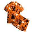 thumbnail image 5 of Leey-World Toddler Girl Pajamas Toddler Kids Little Girls Halloween Satin Pajamas Pumpkin Short Sleeve Button Down Sleepwear Pjs Set Pjs for Girls 2T 3T 4T 5T 6T 7T 8T, 5 of 6