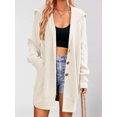 thumbnail image 6 of Women'S Solid Color Long-Sleeved Lapel Pocket Cardigan Three-Button Mid-Length Sweater Coat  S, 6 of 8