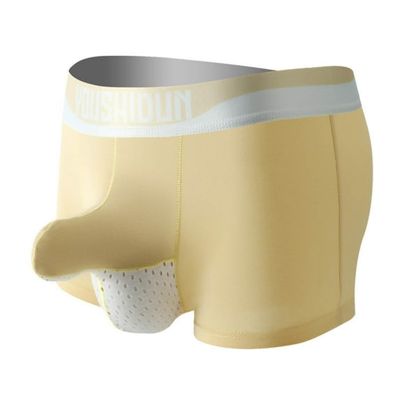 Lovskoo Men's 2024 Underwear Boxer Briefs Sexy Elastic Fit Low Waist Boxer Shorts Underpants Large Underwear Khaki L