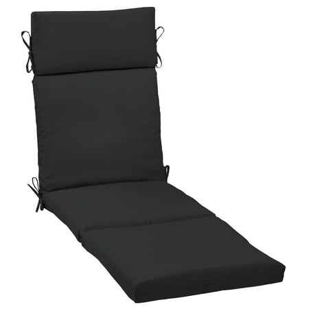 Better Homes & Gardens Black 72 x 21 in. Outdoor Chaise Lounge Cushion with EnviroGuard