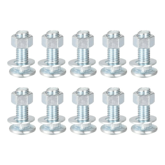 Unique Bargains 3/8-16 x 1-1/4' Carbon Steel Square Neck Carriage Bolts with Nuts & Washers 10 Set