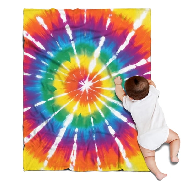 Colorful Rainbow Tie Dye Spiral Pattern Blanket,Comfortable Soft Flannel Throw Blanket,All Season,Warm Lightweight Blankets for Sofa Bed Couch Living Room Chair,30"x40"