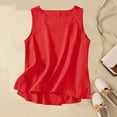 thumbnail image 2 of QIJUNTUO Women's Sleeveless Cotton Linen Blend Tank Top Breathable Summer Essential Relaxed Fit Casual Vest For Beach Vacation Layering Red, 2 of 5