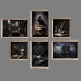 thumbnail image 2 of Póster de casa encantada de arte Dark Academia, impresiones para galería, sala de estar, decoración del hogar, pintura en lienzo de bruja gótica, Cuervo, arte de pared, 2 of 4
