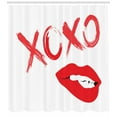 thumbnail image 3 of Ambesonne XOXO Shower Curtain, Lipsticked Woman Biting Lips, 69"Wx84"L, Dark Coral Vermilion, 3 of 3