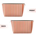 thumbnail image 2 of Orange And White Striped Travel Handbag Leather Purse Organizer Tidy Bag Purse Toiletry Clutch For Women, 2 of 7
