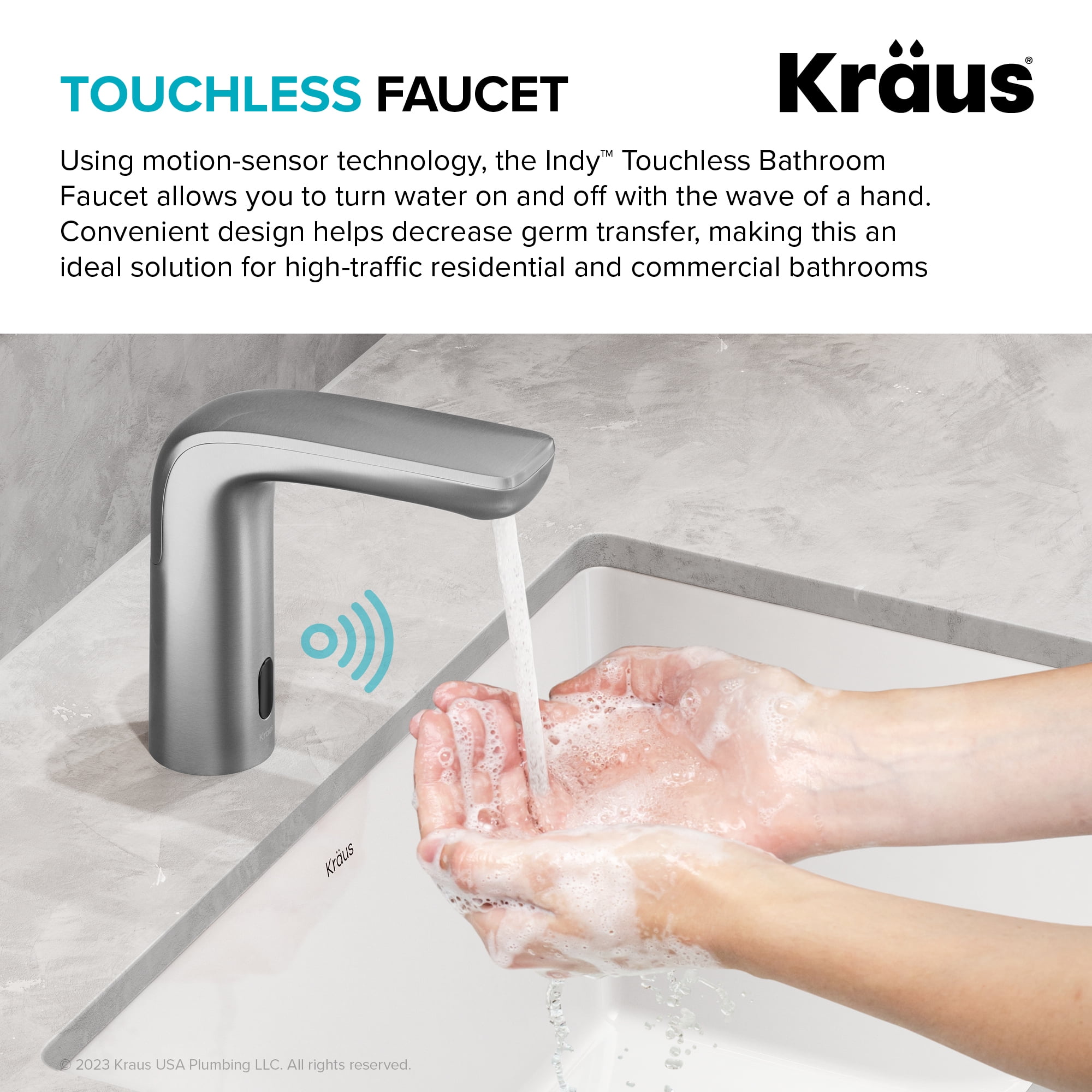 KRAUS Indy Touchless Sensor Bathroom Faucet in Spot Free Stainless Steel