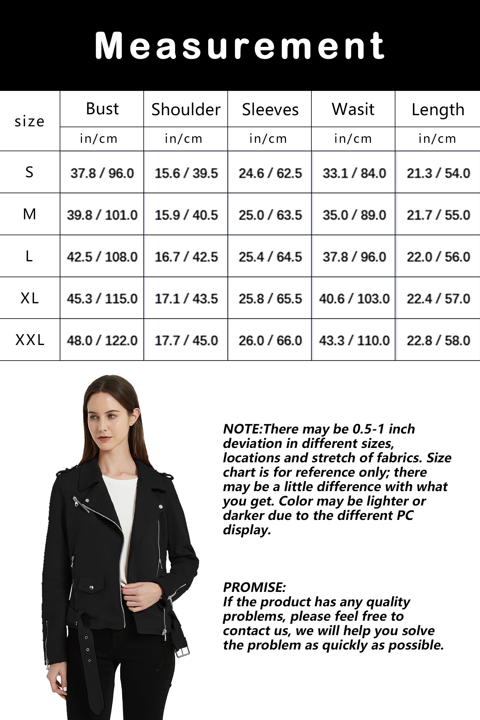 Giolshon Women's Faux Suede Leather Jacket, Motorcycle Short PU Coat Moto Biker Fitted Slim Outwear with Belt - image 5 of 8