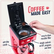 Nostalgia Retro Coffee Maker, 12-Cup Programmable Vintage Coffee Machine with Anti-Drip Carafe, Red