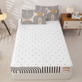 thumbnail image 4 of Homewish Bohemian Abstract Lines Zipper Twin Comforter Sets with Fitted Sheet and 2 Pillowcases,Mid-Century Artwork Zipper Bedding Set,Beige,Reversible,4pcs, 4 of 8