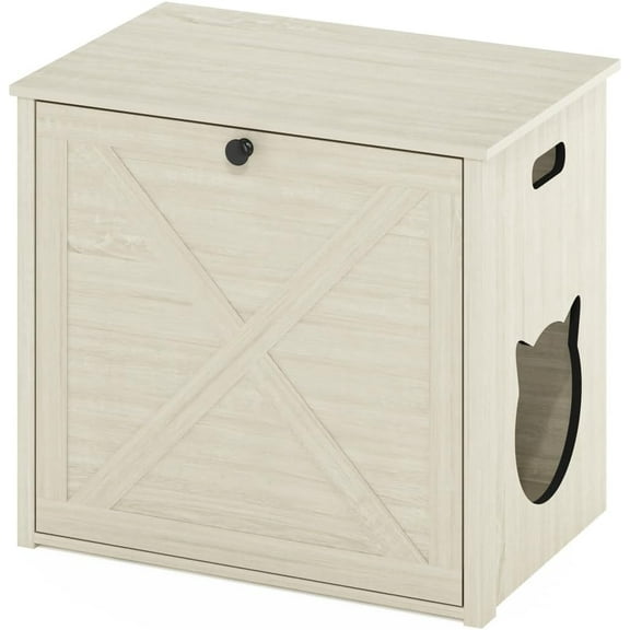 Peli Small Cat Litter Box Enclosure with Single Door White Wash