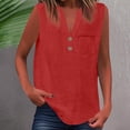 thumbnail image 2 of Tanghaowl Womens Tops Casual, Women Casual Sleeveless Button Up Blouse Summer Solid Color Tunic Shirt Pairing Jeans Versatile Wear RD1 S, 2 of 5