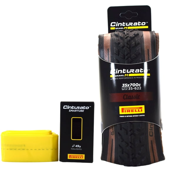 Pirelli Cinturato GRAVEL M Classic 35-622 (700x35c) Gravel Bicycle Tire   SmarTUBE 33/45-622 Presta 60mm - 1 Pack