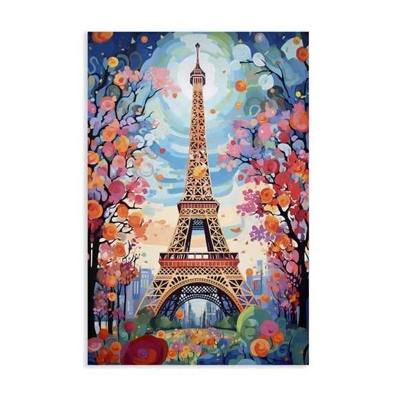 Stupell Industries Eiffel Tower Nighttime Bloom Canvas Wall Art, design by Creative Studio