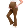 thumbnail image 2 of Women's Yoga Pants Maternity Stretchy High Waisted Flared Bootcut Leggings with Side Pockets Women's Yoga Leggings Brown XL, 2 of 7