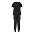 thumbnail image 3 of Lady White Linen Sets 2 Piece Outfits Women's Jogger Scrub Set, Stretch V-Neck Scrub Top & Jogger Pant with Pockets Uniforms Outfits Black XXL, 3 of 8