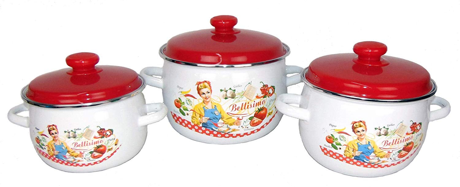 Idilia Enamel Steel Pot, Belissimo Collection, Enamel Cookware, Enamel