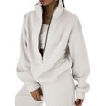thumbnail image 3 of Women Fleece Sweatsuits Two Piece airport outfits Half Zip Pullover Sweatshirt Jogging Pants Tracksuit Set, 3 of 5