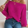 thumbnail image 5 of Lovskoo Sweaters for Women Trendy Casual Long Sleeve Off-The-Shoulder Solid Ladies Warmth Tops Blouse Hot Pink, 5 of 8