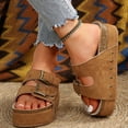 thumbnail image 5 of Dakaela Platform Sandals for Women Wedge Walking Shoes Double Buckles Cork Footbed Slide, 5 of 8