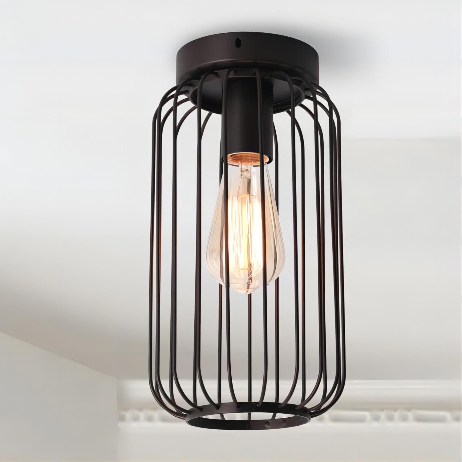 MeyJey 12" Semi Flush Mount OpenCage Cylindrical 1Light Black