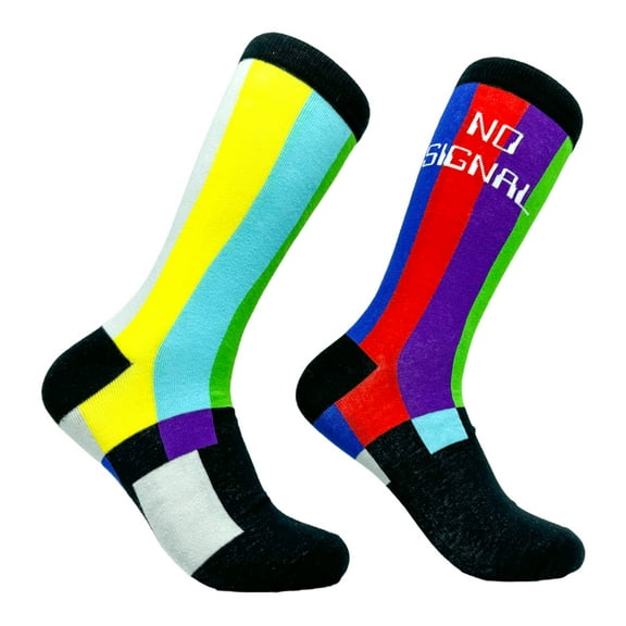 Men's No Signal Socks Funny Color Vector TV Error Joke Footwear