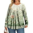 thumbnail image 5 of TQWQT Womens Plus Size Fall Tops Cute Plus Size Womens Boho Tops V Neck Floral Print Long Sleeves Tee Dressy Casual Blouses Loose Fit Clothes for Women Light Green 4XL, 5 of 5
