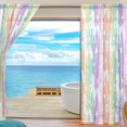 thumbnail image 4 of GZHJMY Cute White Unicorns On Rainbow Colorful Stripes Sheer Curtains Window Voile Panels Drapes Tulle Curtains, Semi Sheer Curtains 84 Inches Long for Living Room Bedroom, Set of 2 Home Decor, 4 of 4