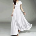 thumbnail image 1 of DEELLEEO Clearance Womens V-Neck Solid Color Short Sleeve Chiffon Waist Closing Evening Dress, 1 of 6