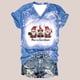 thumbnail image 1 of Puntoco moda navideña mujer casual con cuello en V blusa estampada manga corta camiseta tops Puntoco Puntoco-3159, 1 of 5