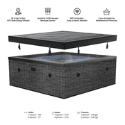 Wave Garda 4-Person Square Eco-Foam Hot Tub | 70-Jet Massage & Wi-Fi Eco Heater | Flint Gray