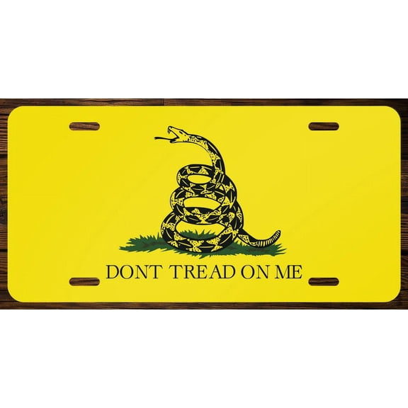 Don't Tread On Me Gadsden Flag Vanity Front License Plate Tag Printed Full Color KCFP006
