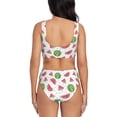 thumbnail image 3 of Wukai Hand Drawn Watermelon Women's Bikini Set Two Piece,wimsuit High Waisted V Neck Twist Front Adjustable Spaghetti Straps Bathing Suit-, 3 of 7