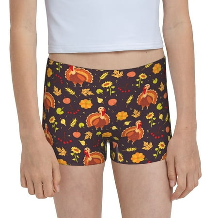 Pofeuu Turkey Bird Print Soft Cotton Girls Boyshort panties Toddler Underwear-X-Large